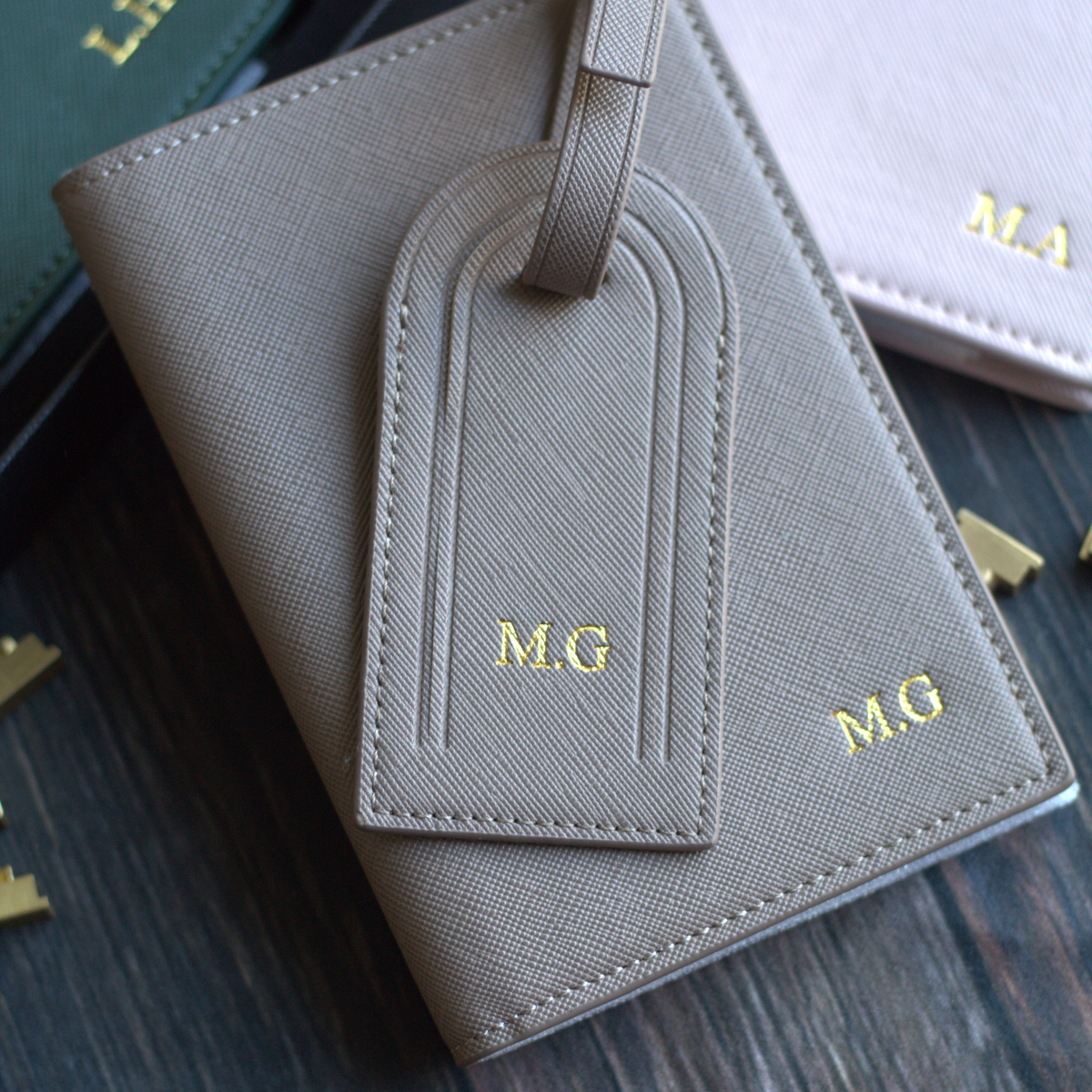 Passport Cover & Tag, Saffino Leather Travel Set