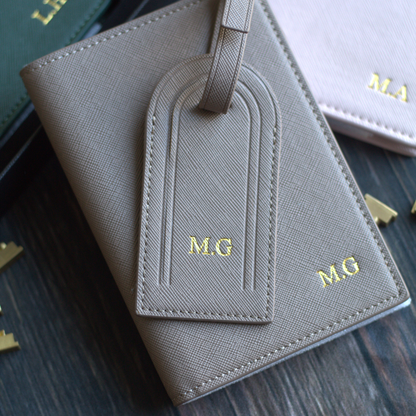 Passport Cover & Tag, Saffino Leather Travel Set