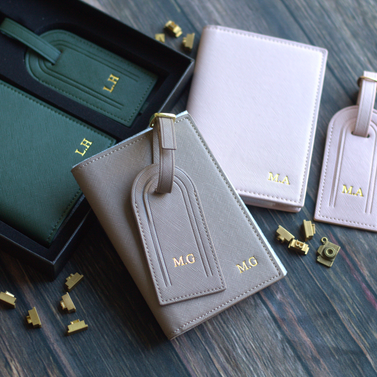 Passport Cover & Tag, Saffino Leather Travel Set