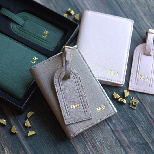 Passport Cover & Tag, Saffino Leather Travel Set
