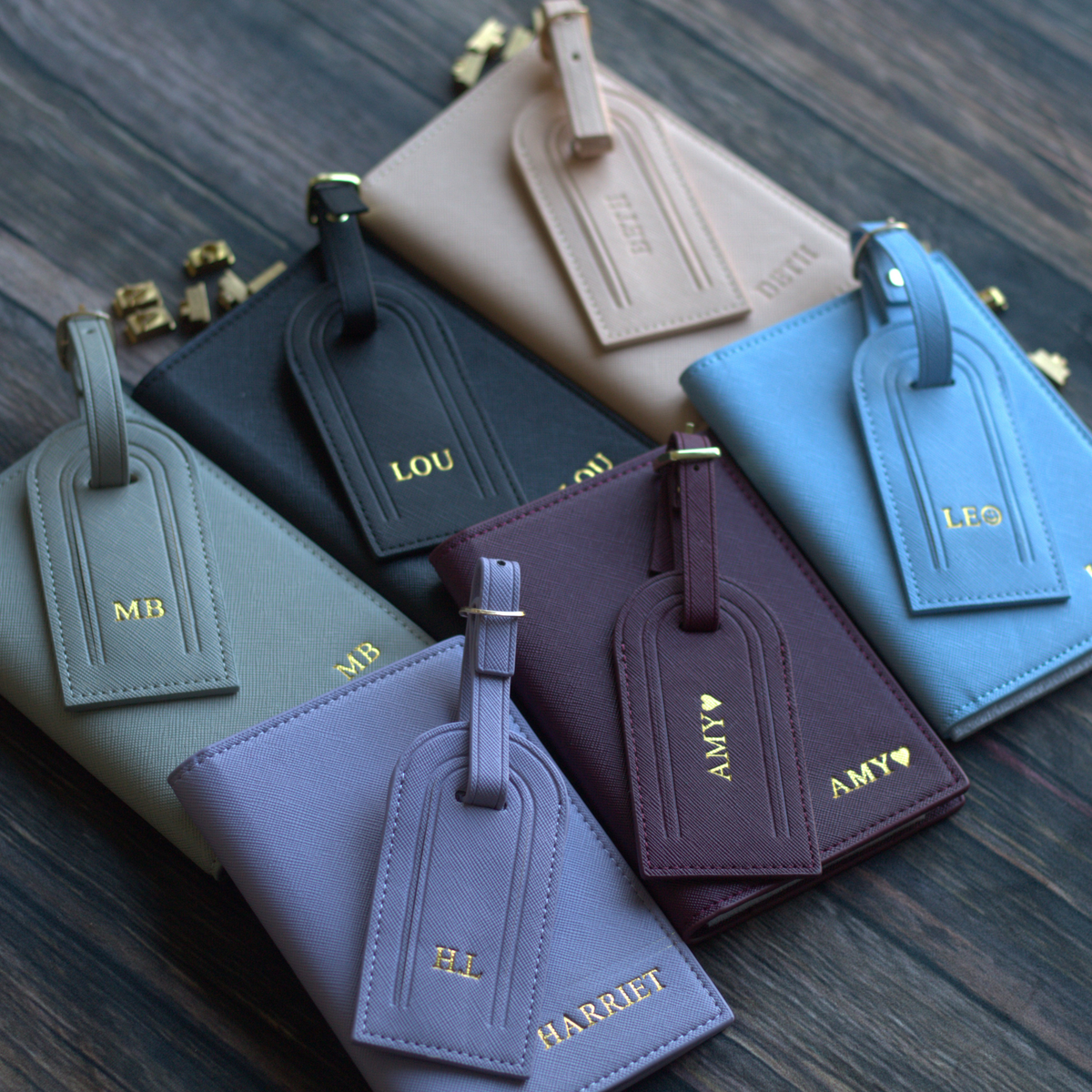 Passport Cover & Tag, Saffino Leather Travel Set