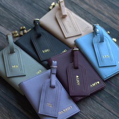 Passport Cover & Tag, Saffino Leather Travel Set