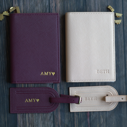 Passport Cover & Tag, Saffino Leather Travel Set