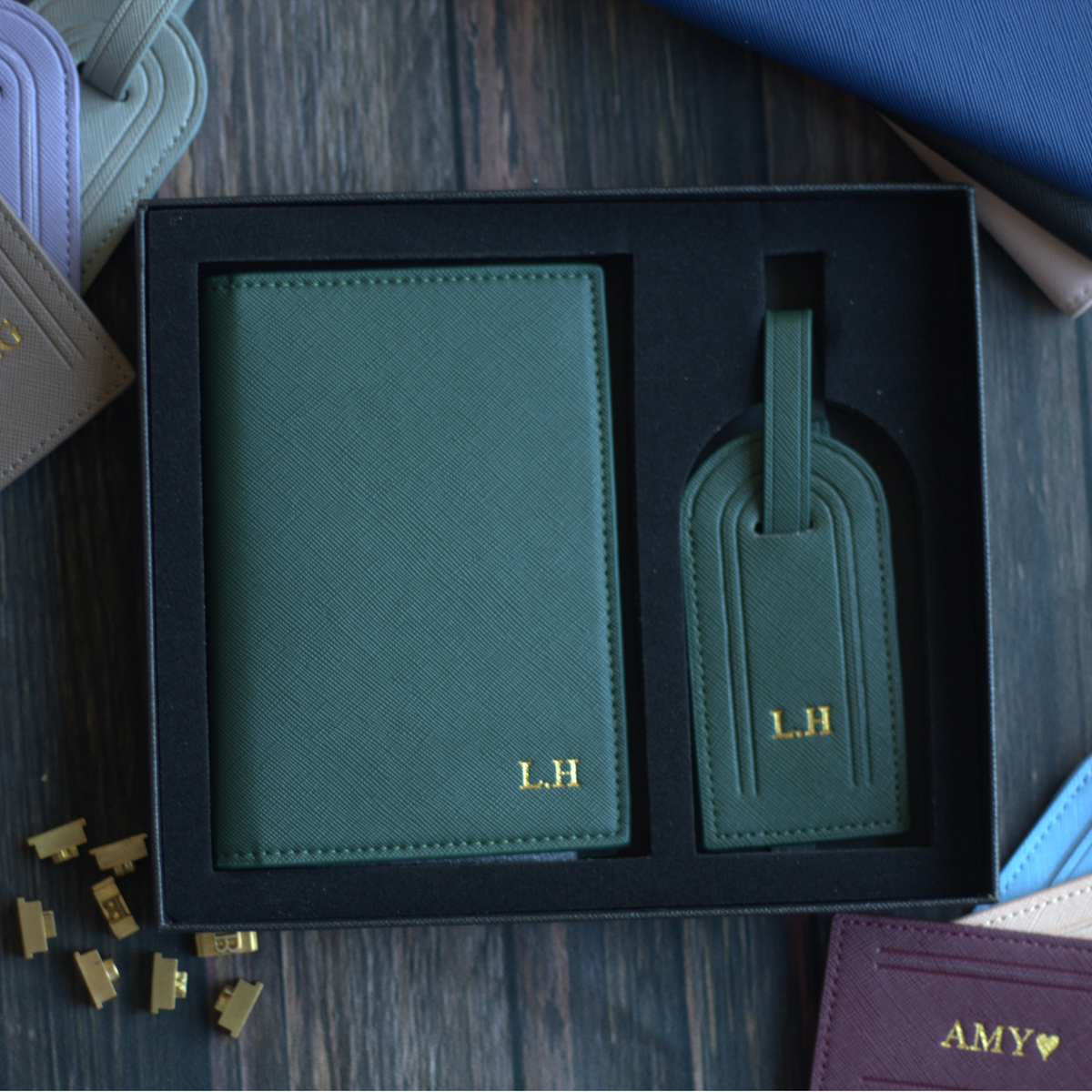Passport Cover & Tag, Saffino Leather Travel Set