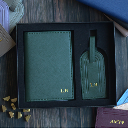 Passport Cover & Tag, Saffino Leather Travel Set